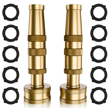 ENNSOO Garden Hose Nozzle Brass Water Nozzle, Brass Hose Nozzle with Adjustable Spray Rotates, High Pressure Hose Nozzle Spray Nozzles for Garden Hose(2 Pack)