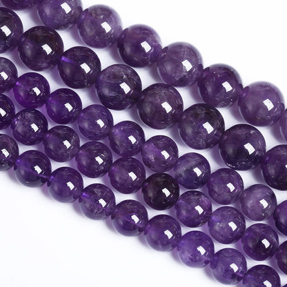 8MM 46PCS Natural Stone Purple Amethyst Crystal AAA Grade Quartz Beads for Jewelry Making DIY Bracelet