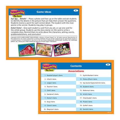Super Duper Publications | Webber Inferencing Big Photo Flash Cards | Predicting, Reasoning and Critical Thinking Skills Fun Deck | Educational Learning Materials for Children