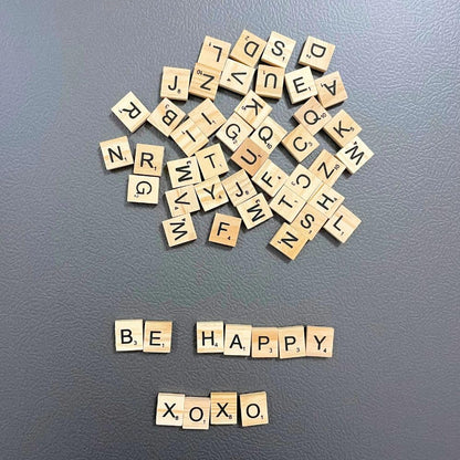 YJ PREMIUMS 200 PC Wood Magnetic Letter Tiles Magnets Big Large Square Wooden Alphabet Letters Tile Magnet Pieces for Fridge Refrigerator Wall Fun Learning Decorative Game Board (200)
