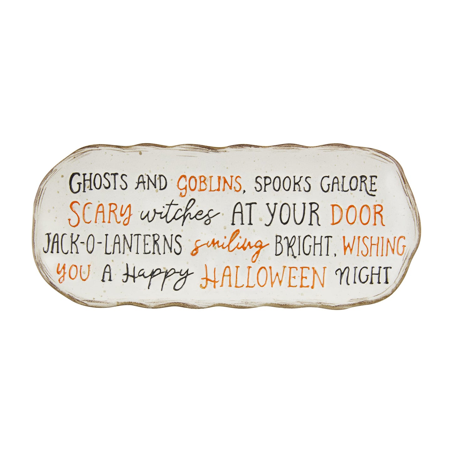 Mud Pie Stoneware Halloween Everything Plate, 9" x 4" wide, Orange