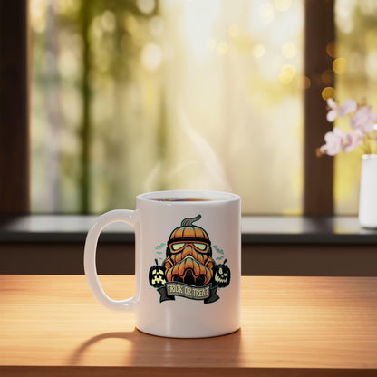 Star Wars Halloween Stormtrooper Jack o Lantern Pumpkin Ceramic Mug, White