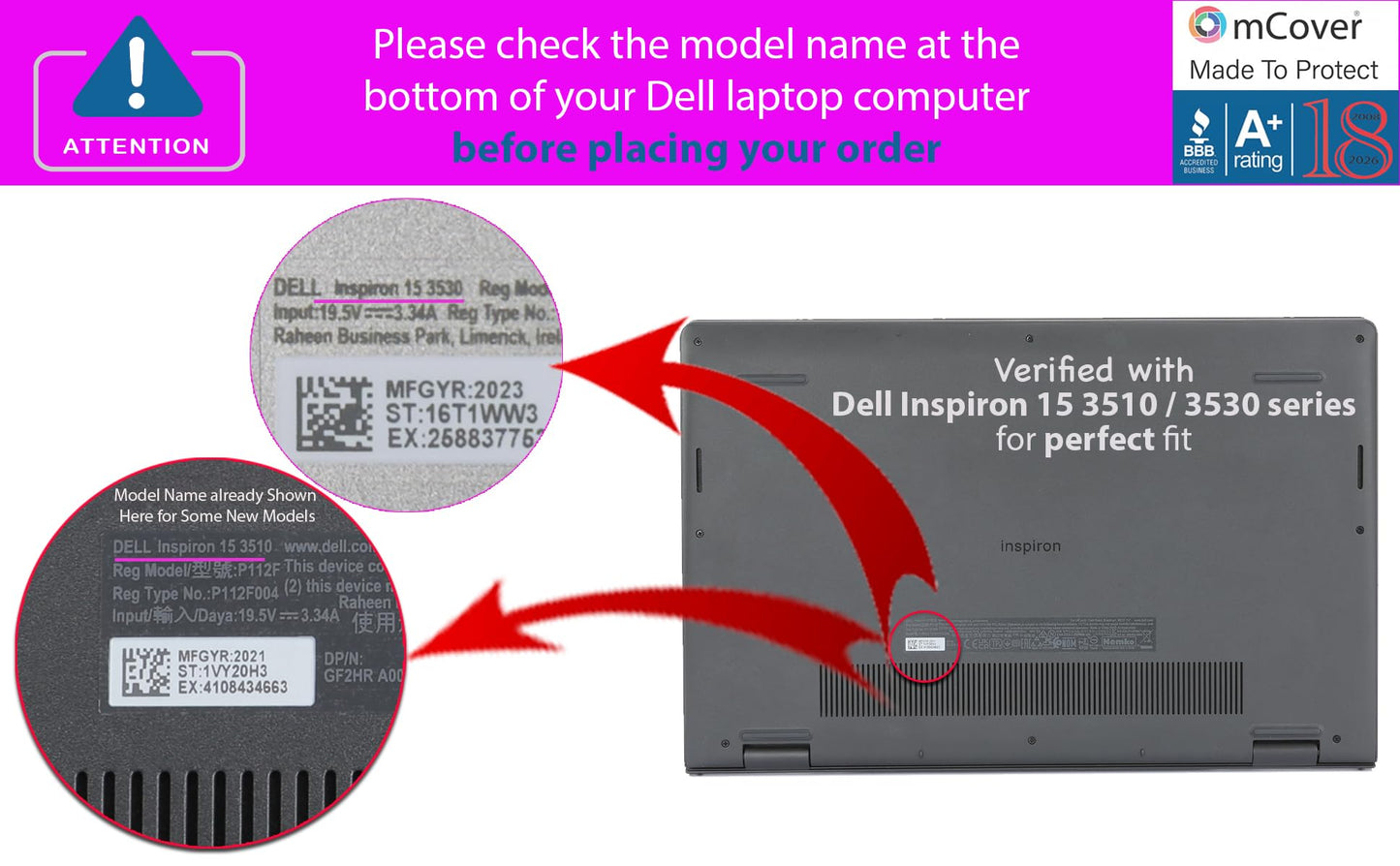 mCover Case Compatible ONLY for 2021-2023 15.6" Dell Inspiron 15 3510 3511 3515 3520 3521 3525 Series Laptop Computer (NOT Fitting Other Dell Models) - Purple