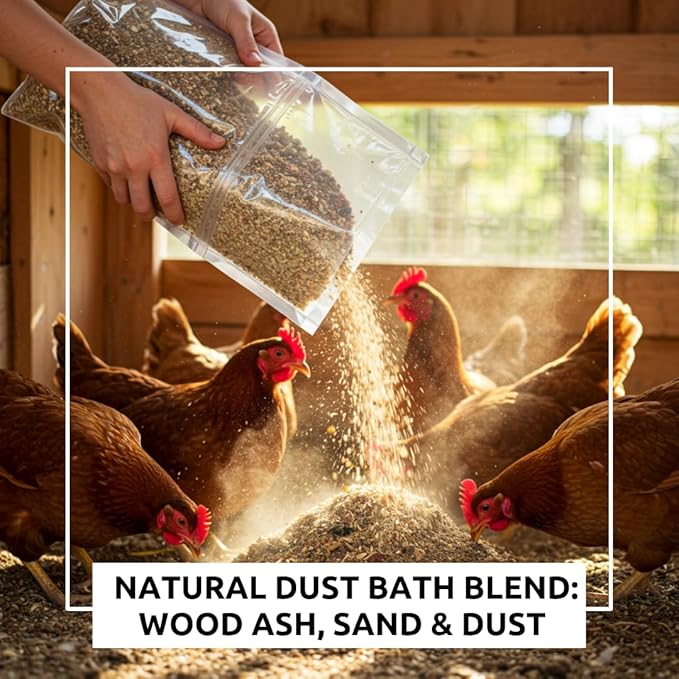 World’s Best Chicken Dust Bath – Natural Wood Ash, Sand & Fine Dust Blend – Safe for All Chickens (20 Pounds)