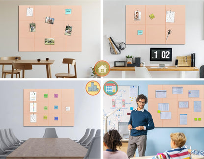 G Gamit Felt Wall Tiles Bulletin Board Large Cork Board Alternative 12 Pack 11.81”x11.81”x0.47” Felt Pin Board Tack Board with Safe Removable Adhesive Tabs for Home Office School 48x36(Light Pink)