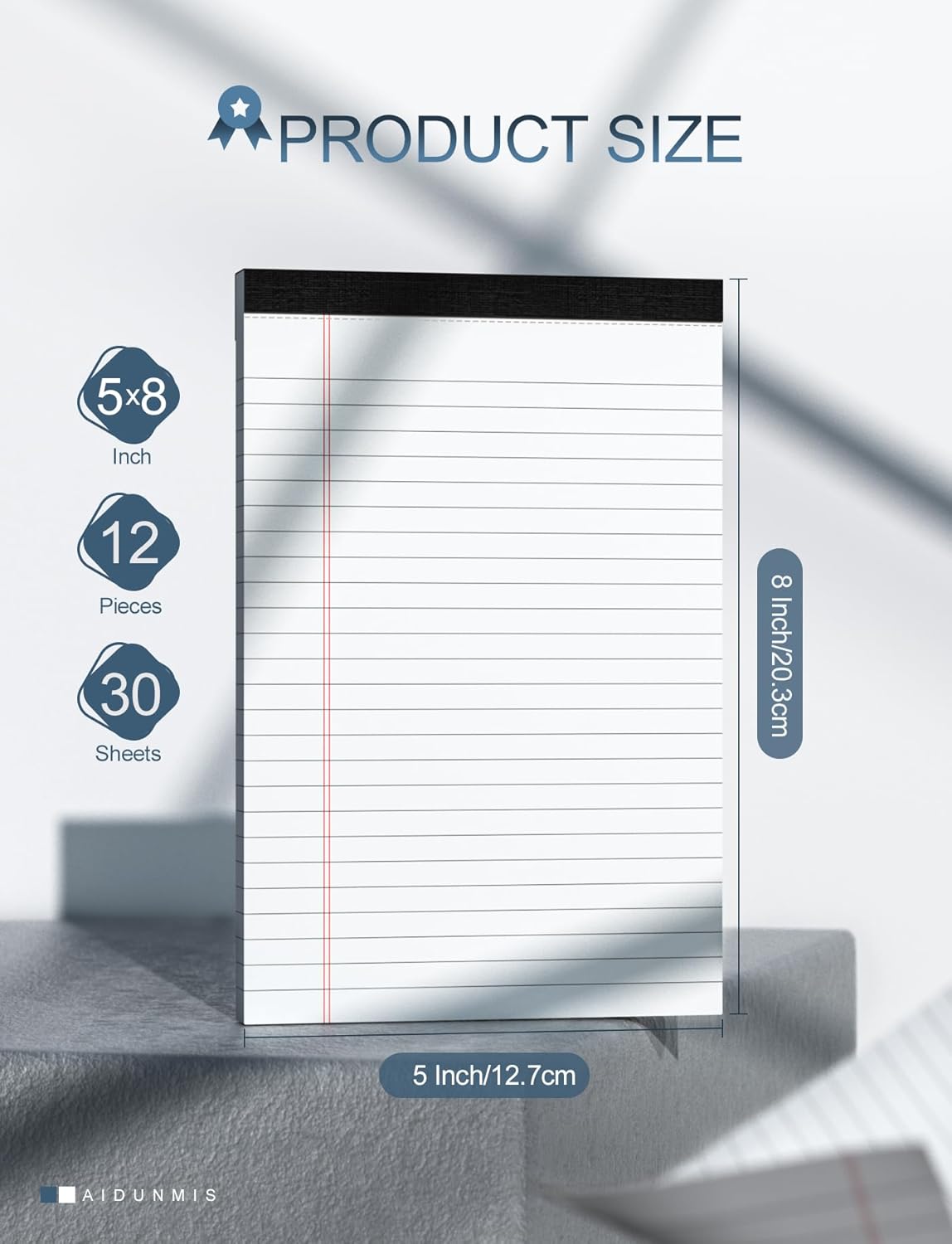 12 Pack Note Pads 5x8 Small Legal Pads White Notepads 5x8 Inch 80 GSM Paper Pads With 30 Sheets Per Notepad Small Writing Pads Notebook for Work White Lined Note Pads Small Legal Notepads for School