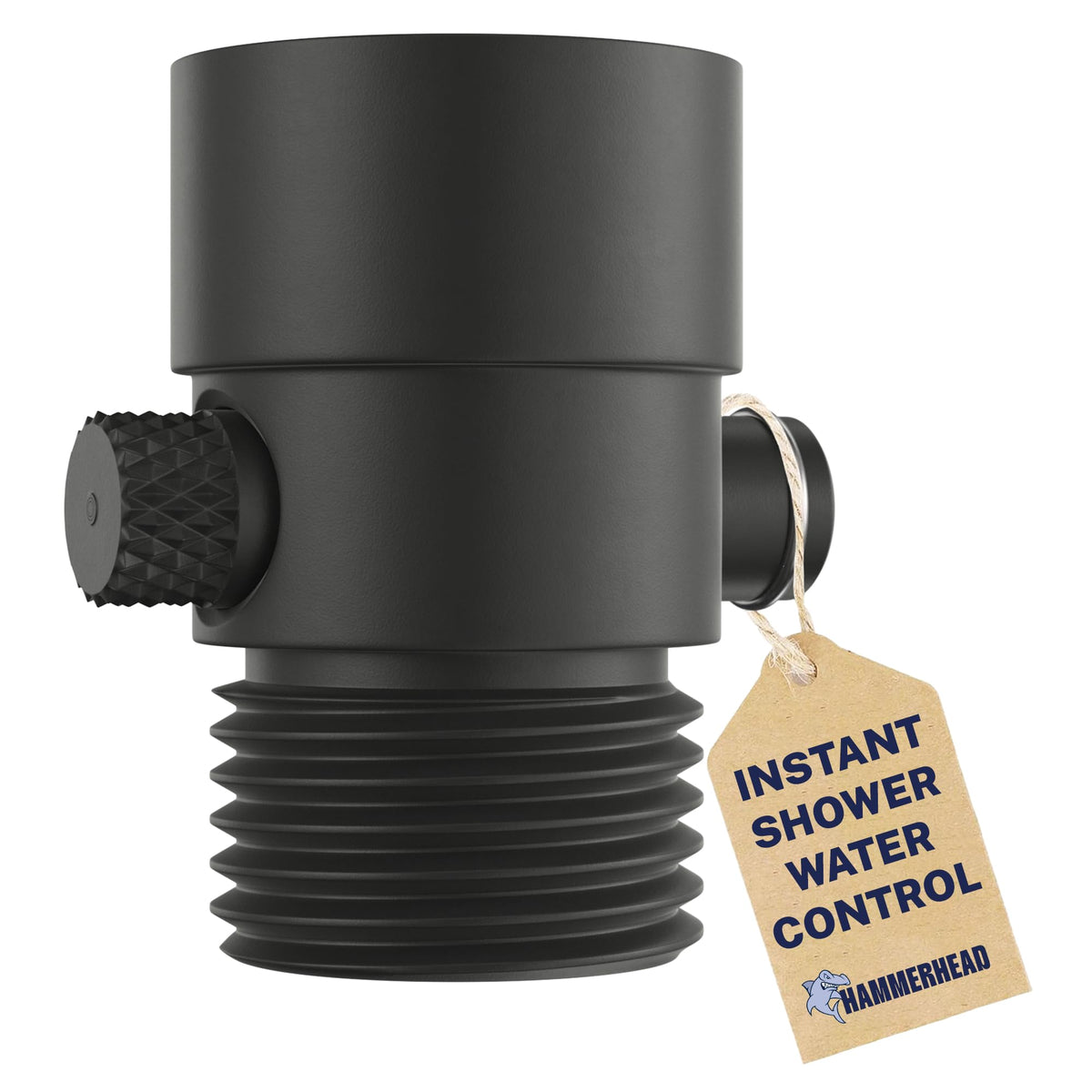 HammerHead Showers Solid Metal Shower Head Shutoff Valve, Brass Valve Reduces Flow to a Trickle, Universal Shower Shutoff, Plumbing Code Compliant, Matte Black