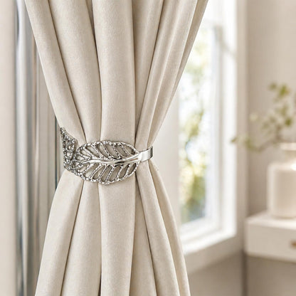 Curtain Tiebacks 2 Pack Curtain Ties Elegant Leaf Curtain Tie Backs Premium Alloy Spring Curtain Clips No Drilling Curtain Ties for Modern French Luxury Nordic Minimalist Home Decor Curtain Holdbacks