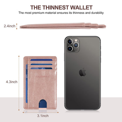 VOGSTYCUERO Front pocket thin wallet for Men Women RFID Blocking Credit Card Holder Card Cases Slim Minimalist wallet with Gift Box (Alaska Pink)