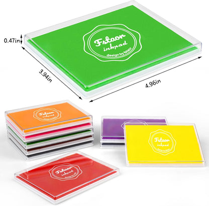 Fstaor Large Brown Permanent Ink Pad for Rubber Stamps, 5x4 inch Stamp Pads for Kids Paper Wood Fabric