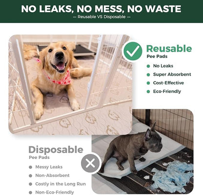 FXW Washable Pee Pads for Dogs, Puppy Pads with Super Absorbent, Specifically Designed for FXW Rollick/Homeplus 32/40/45inch 8 Panels Dog Playpen, 71" Square, Khaki, 2 Packs