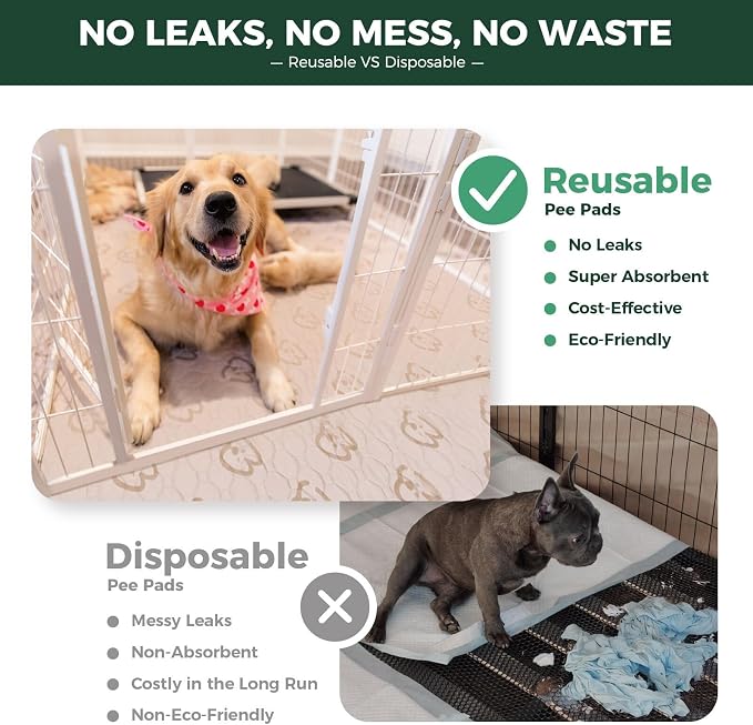 FXW Washable Pee Pads for Dogs, Leak-Proof & Non-Slip, Specifically Designed for Potty Training, 30" x 70" Rectangle, Khaki, 1 Pack