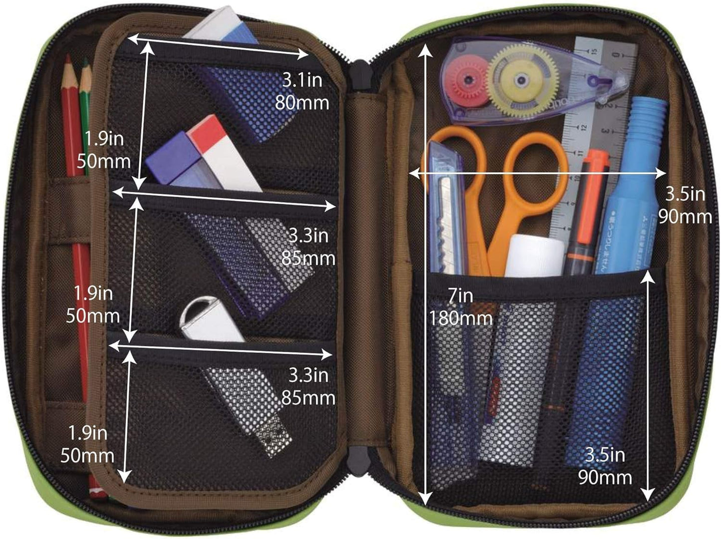 LIHITLAB Large Capacity Zipper Pencil Case For School Office College, Big Capacity 4 Compartments Pencil Bag Holder Adults Teen Boys Girls, Travel Cosmetics Storage, Navy Camo (A7551-132)