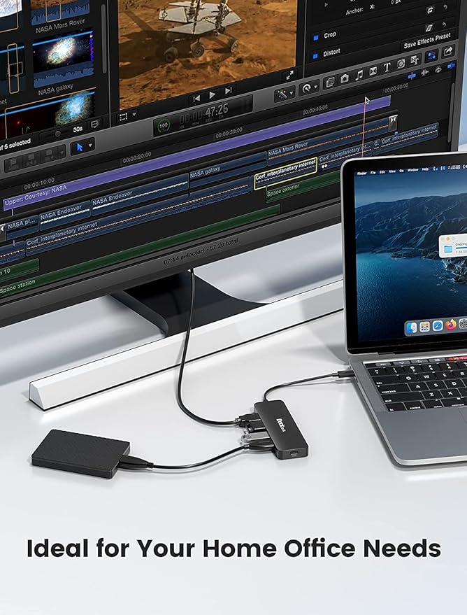 USB C HUB 4K 60Hz, Dockteck USB-C Multiport Adapter 5-in-1 with 4K HDMI, 100W Power Delivery, 3 USB 3.0 Data Port for MacBook Pro/Air M1 2020, iPad Pro 2021, iPad Mini 6, Surface Pro and More