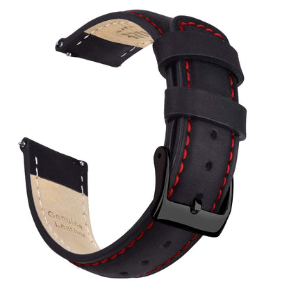 Ritche 18mm Leather Watch Band Quick Release Watch Bands for Men Women Compatible with Timex Expedition Fossil Seiko Black Watch Strap Blue Stitching, White Elephant Gifts, Stocking Stuffers for Men, Father's Day gifts