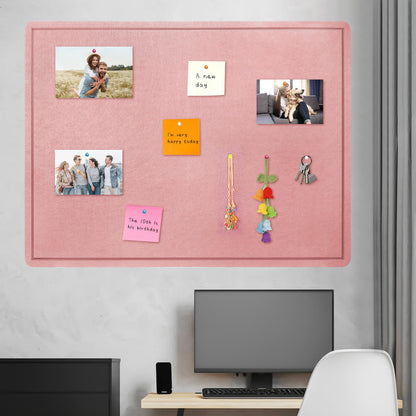 Large Bulletin Board - 48 X 36 inches Decorative Felt Pin Board - 4' x 3' Cork Board Alternative for Wall - Foldable Photo Board Self-Adhesive Vision Board Prayer Board with 30 Pushpins - Pink