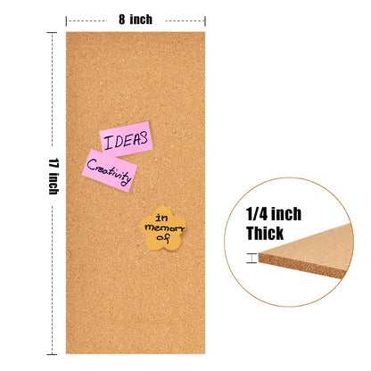 Aitakatta 17x8 Cork Board Tiles Bulletin Board, 1/4" Thick Self-Adhesive Cork Boards for Walls, Cork Tiles Vision Board for Home, Office, School, Bulletin Board Decorations(6mm,2pc)