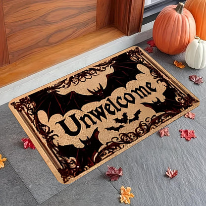 GRITOSE 19 * 31inch Halloween Door Mat Cashmere Unwelcome Design Door Mat with Bat Designs Doormats for Festival Party Front Spooky Decor Halloween Home Gothic Supplies
