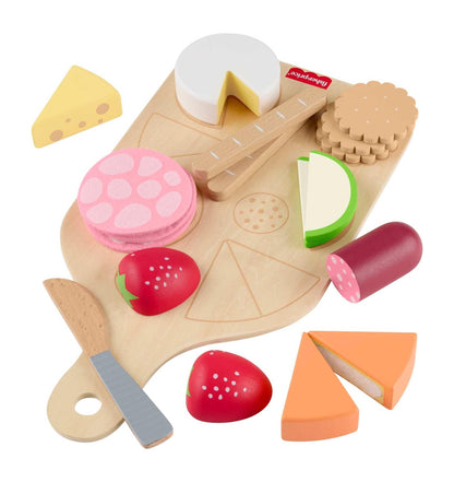 Fisher-Price Wood Pretend Play Toy Charcuterie Board Set, 19-Piece Playset with Wood & Fabric Food for Preschool Kids Ages 3+ Years