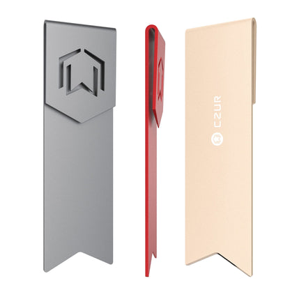CZUR Mental Bookmark for Men, Stylish Bookmarks, Teacher Valentine Gift, Unique Gift for Women, Men, Readers, Light&Durable Reward Bookmark with ANODIZING Technology, SuperGrip U-Shape Design-3 Pieces