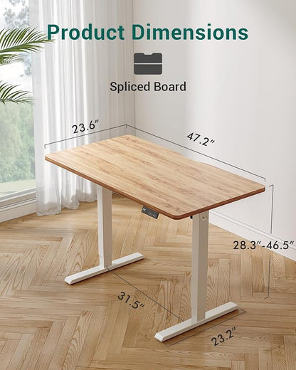 CubiCubi Electric Standing Desk, 48 x 24 Inches Height Adjustable Sit Stand Desk, Ergonomic Home Office Computer Workstation, Light Rustic