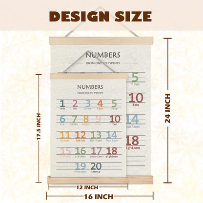 LUVADIAN Playroom Decor Alphabet Poster - Alphabet Numbers Educational Poster Hanger Frame Set of 2, Toddler Learning Posters for Nursery Kids Room Playroom Classroom Decor, 12x16 Inches