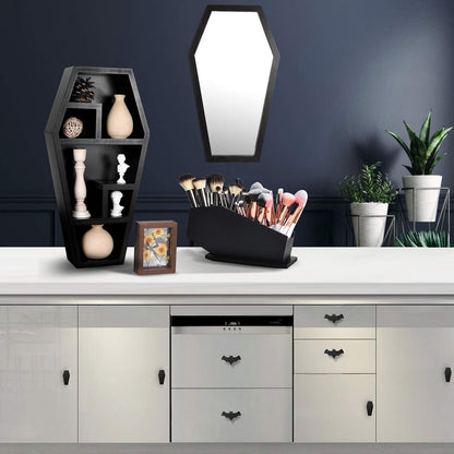 Gothvanity Gothic Bat Cabinet Knobs 8 Pack - Black Gothic Decor Handles for Kitchen Cabinet, Drawer, Dresser & Cupboard, Wooden 2.6x1.3 Inches