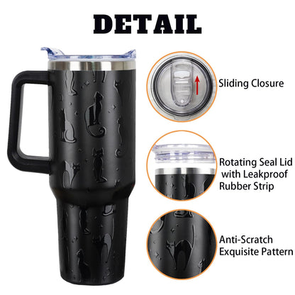 sxmluedn Black Cat Gifts Goth Gift Gothic Halloween Tumbler 40 Oz 3d-Printed Cats Cup For Women Men Travel Mug with Handle Lid and Straw