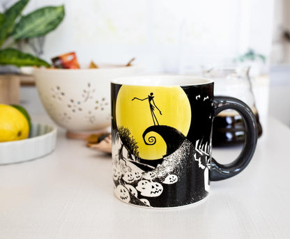 Disney The Nightmare Before Christmas 18-Ounce Ceramic Mug With 3D Jack Skellington Sculpt Inside | Large Coffee Cup For Espresso, Caffeine, Home & Kitchen Essentials | Tim Burton Halloween Gifts