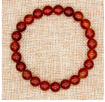 Adabele Real Natural Carnelian Red Agate Bracelet 7.5 inch Stretch Red Gemstone Beaded Bracelet Chakra Healing Crystal Stone Jewelry Women Mom Gift (Unisex) GB8-B29