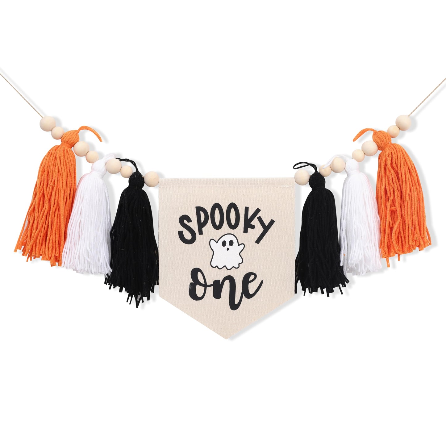 WAOUH Halloween 1st Birthday Decorations - Spooky One High Chair Banner,Cake Smash Halloween Spooky Banner,Ghost First Birthday High Chair Tassel Banner,Spooky Baby Birthday Photo Props