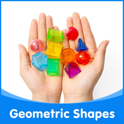 Odoorgames 100 Pcs Translucent Bear Counters - 100 Pcs 3D Shapes for Teaching - Geometric Solids and Geometry Manipulatives for Classroom - Enhance Learning Experience