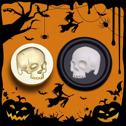 Halloween Wax Seal Stamp,3D Skull Sealing Wax Stamps 25mm Brass Stamp Head with Pearwood Handle for Halloween Christmas Thanksgiving Invitations and Greeting Cards