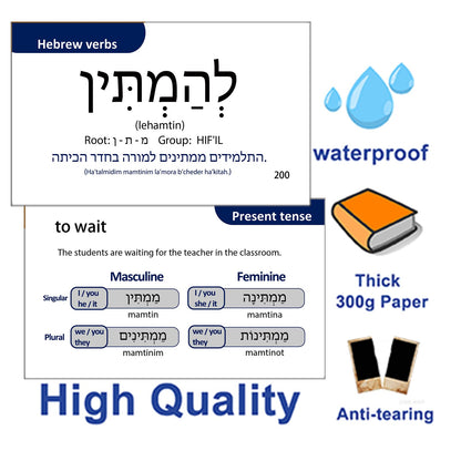 201 Basic Hebrew Verbs Flash Cards - Biblical Educational Jewish Language Learning Flashcards