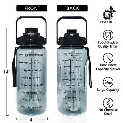 Baiheyi Goth Moon 64 oz Water Bottle with Sleeve - BPA-Free, Leakproof, Time Marker & Flip Top Lid - Motivational for Halloween Spooky Gifts for Women (Christmas, Birthday)