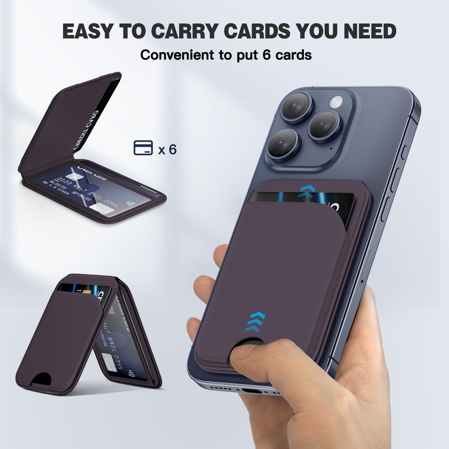 Mag-Safe Wallet Magnetic Wallet for Phone Lightweight Magnetic Phone Pouch Stand Adjustable Leather Mag-Safe Card Holder for iPhone 17/16/15/14/13/12 Series, Not for iPhone 13/12 Mini (Black)