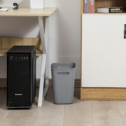 UUJOLY Plastic Small Trash Can Wastebasket, Garbage Container Basket for Bathrooms, Laundry Room, Kitchens, Offices, Kids Rooms, Dorms, 3.5 Gallon, 3.5 Gallon, Grey