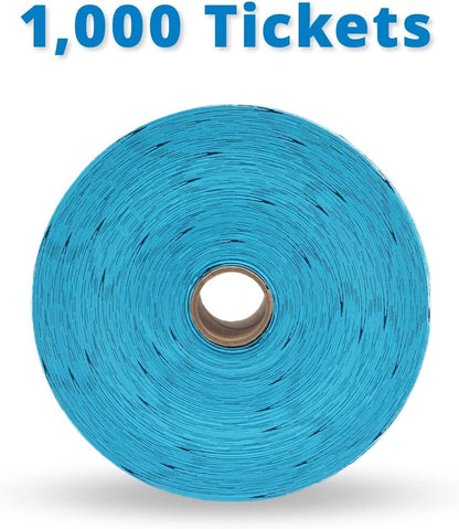INDIANA TICKET CO. Double Roll Raffle Tickets – 1,000 Blue, Events, Fundraiser, Carnival, Fair, Door Prize, Drink/Food Tickets, Classroom Reward, Bingo, Auction, 50/50 Cash Draw. (8 Color Selection)