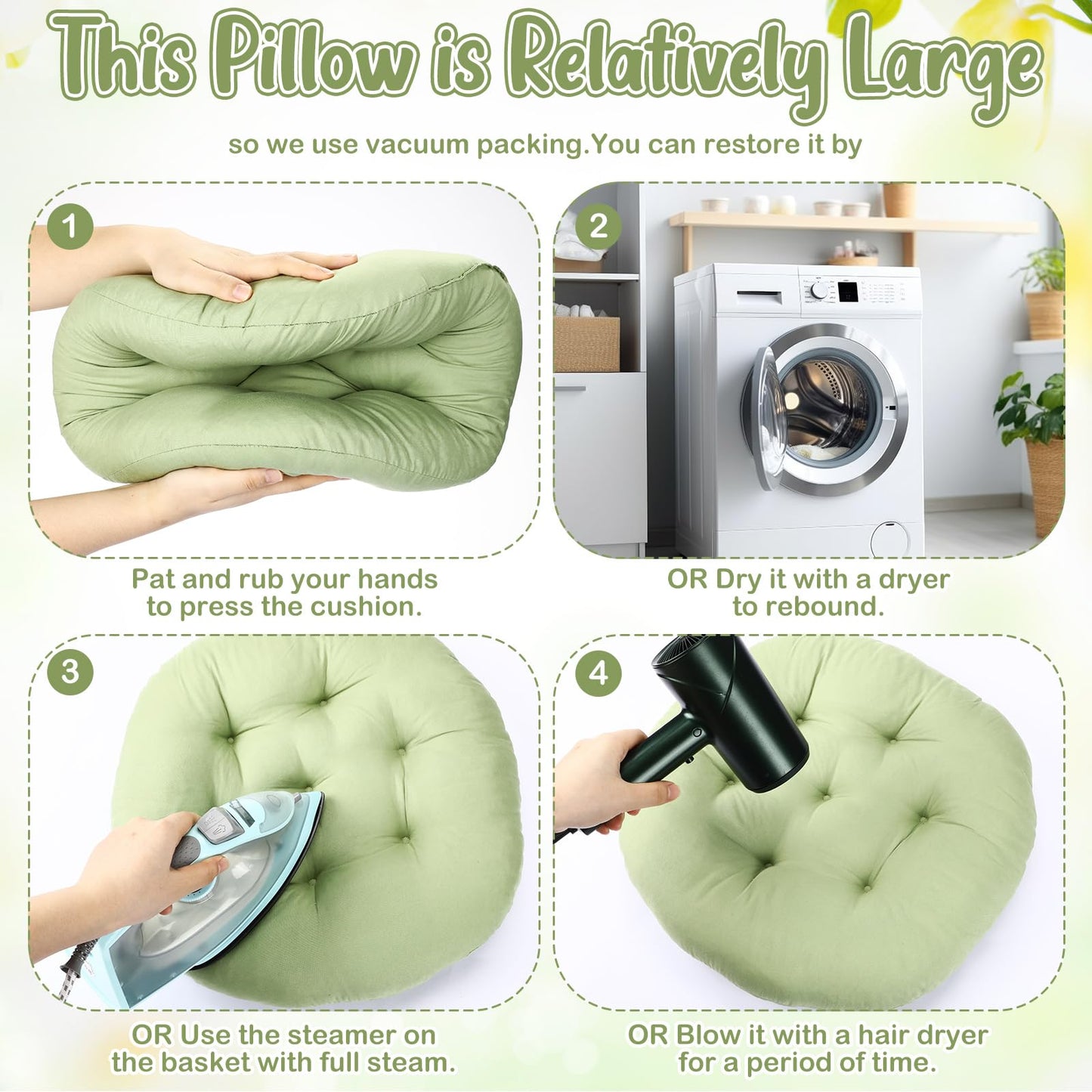 Fumete 12 Pcs Round Floor Pillows Cushions Seating 16 x 16 Inches Floor Round Cushions for Kids Toddlers Flexible Reading Chair Pillows for Classroom Home School Playing Supplies(Green)