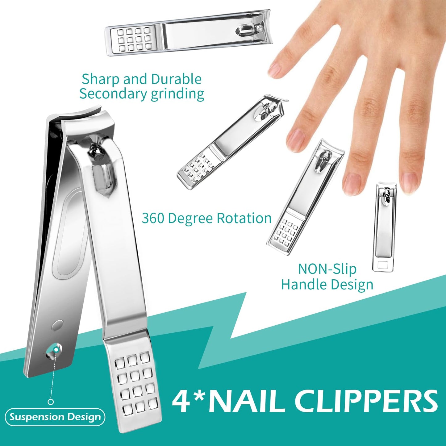 Nail Clippers Set, 26 Piece Manicure Set & Pedicure Kit, Stainless Steel Fingernail & Toenail Clipper Cutters, Professional Nail Care Tools with Luxurious Travel Case for Men and Women, Black