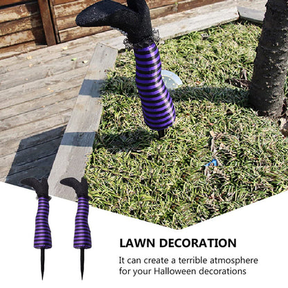 Toddmomy Witch Legs Yard Stakes 18 Inch Halloween Garden Decor Outdoor Lawn Porch Witch Legs for Pumpkin Spooky Halloween Decorations
