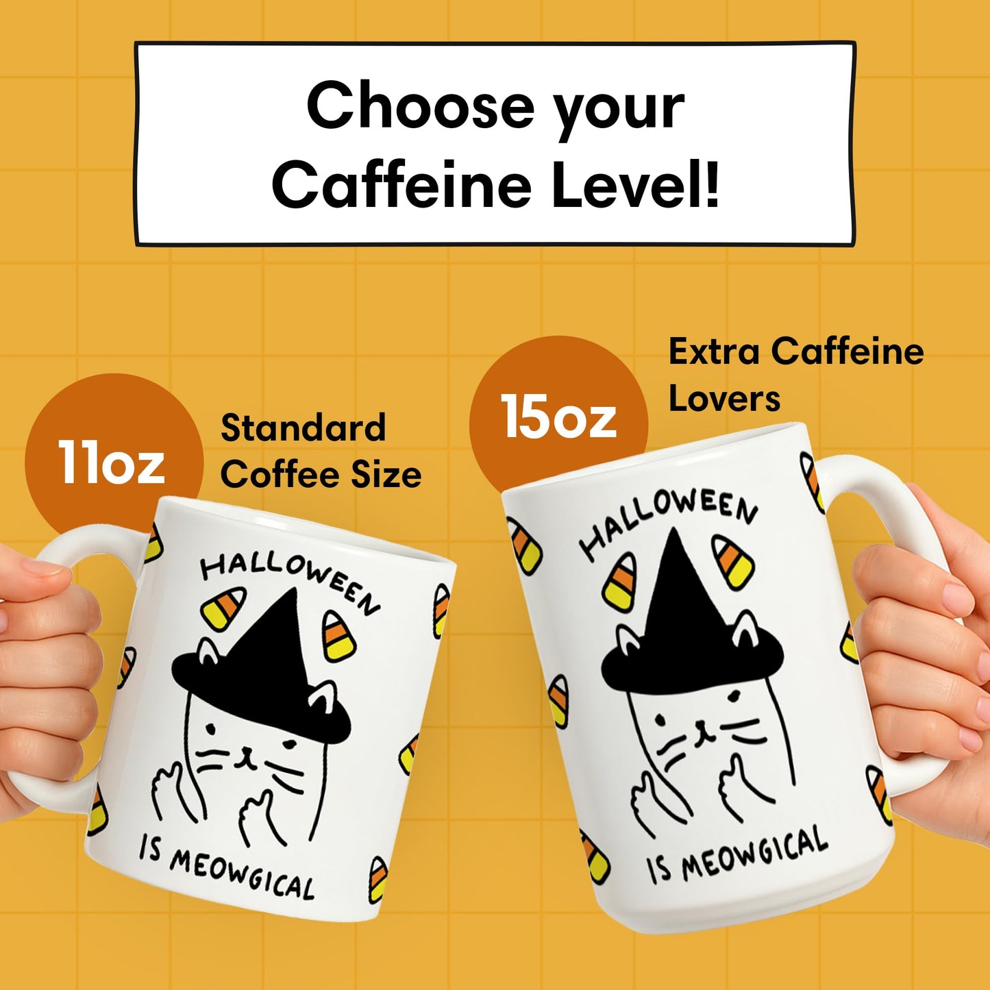 LookHUMAN Halloween Coffee Mug - Halloween Is Meowgical Mugs, Spooky Coffee Mug | Cup Gifts Idea, 15 Ounce