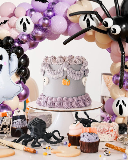 Halloween Balloon Arch Kit, OTLGEUA 127Pcs Pink Halloween Party Decorations Include Black Pink White Purple Balloons Garland, Spider Web, Bats, Ghost Foil Balloon