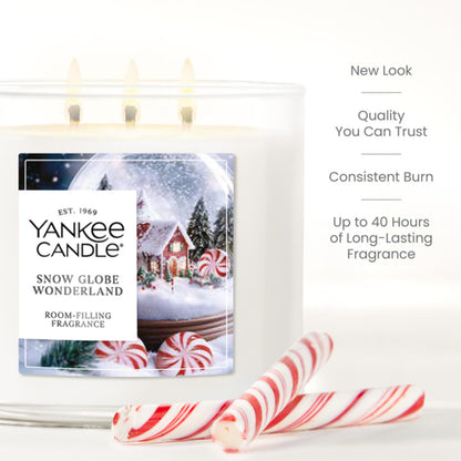 Yankee Candle Snowglobe Wonderland, Scented Candle, 14.5oz 3-Wick Candle Jar with up to 40 Hours Burn Time