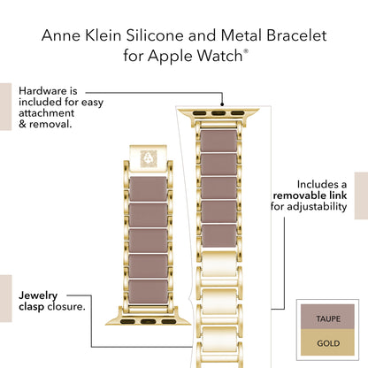 Anne Klein Silicone Fashion Bracelet for Apple Watch, Secure, Adjustable, Apple Watch Replacement Band, Fits Most Wrists