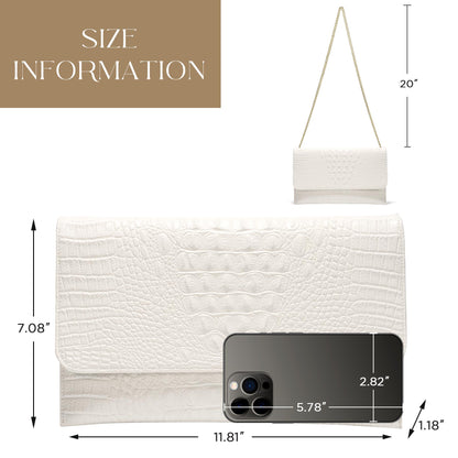 SWEETV CHUNLI Evening Clutch Purses for Women Elegant Wristlet Wallets Crocodile Pattern PU Leather Purse Formal/Wedding