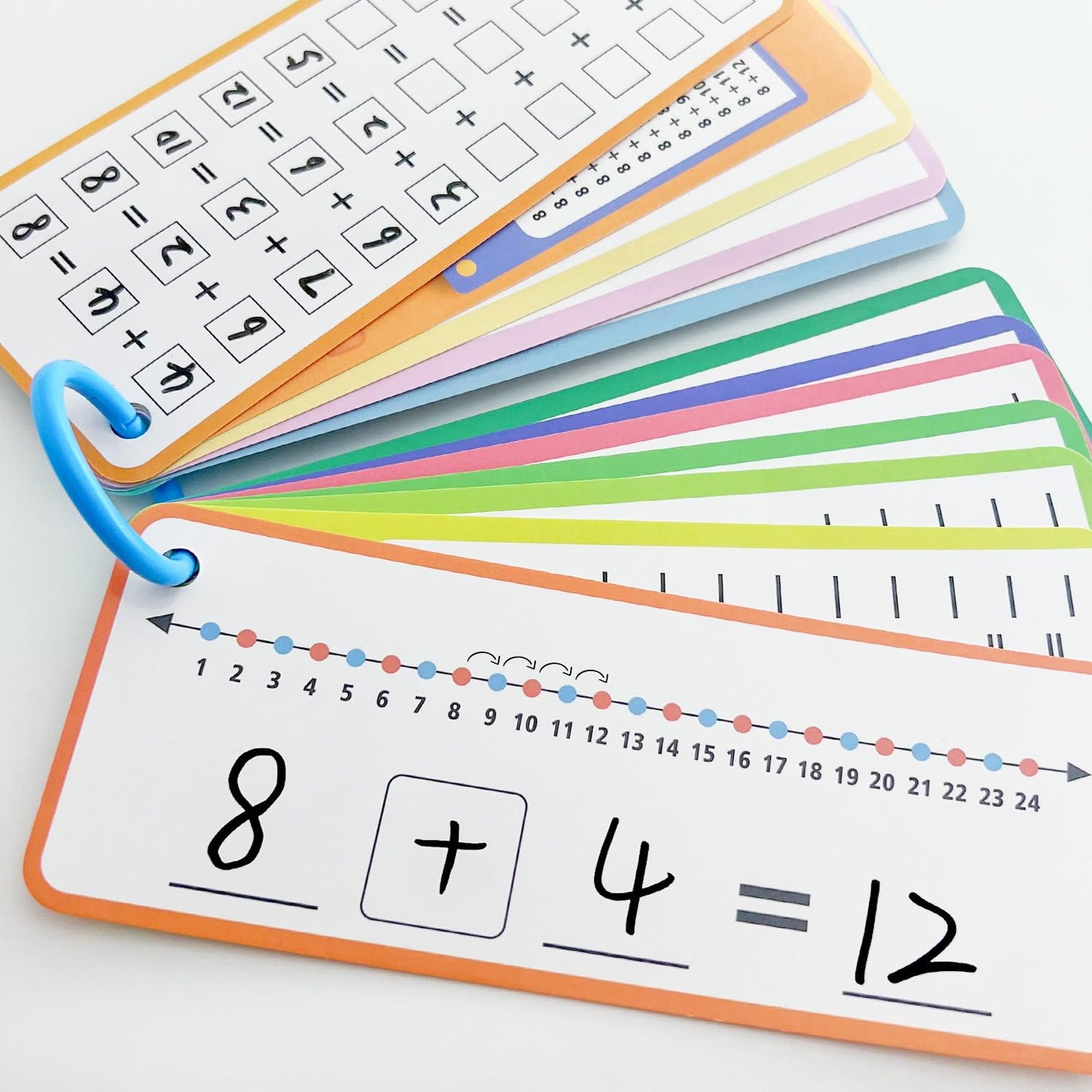 Anemeeoke 60Pack Multi Math Flash Cards, Addition Subtraction Multiplication Division Flashcard, with 2 Dry Erase Markers, 4 Rings, Educational Times Table Flashcards for Classroom Home