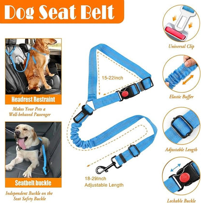 LOBEVE No Pull Dog Harness, Collar & Leash Set | Includes Dog Seat Belt, Collapsible Bowls & Poop Bag Dispenser. Ideal for Training, Walking, Hiking. Fits Small to Large Dogs(Blue-L)
