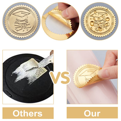 CRASPIRE 2" Gold Foil Sticker Halloween 100pcs Certificate Seals Gold Embossed Bat Moon Round Embossed Foil Seal Stickers for Envelopes Invitation Card Diplomas Awards Graduation