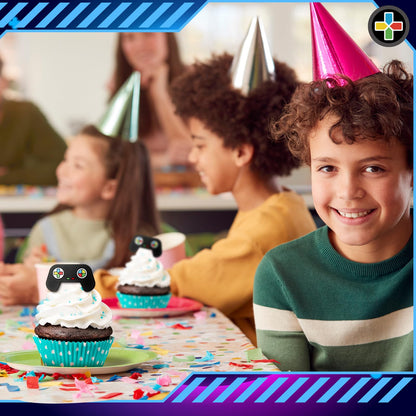 Chunful 48 Pcs Video Game Cupcake Rings Toppers Decoration Cake Game Party Decoration Cupcake Picks for Birthday Anniversary Wedding Engagement Party Supplies